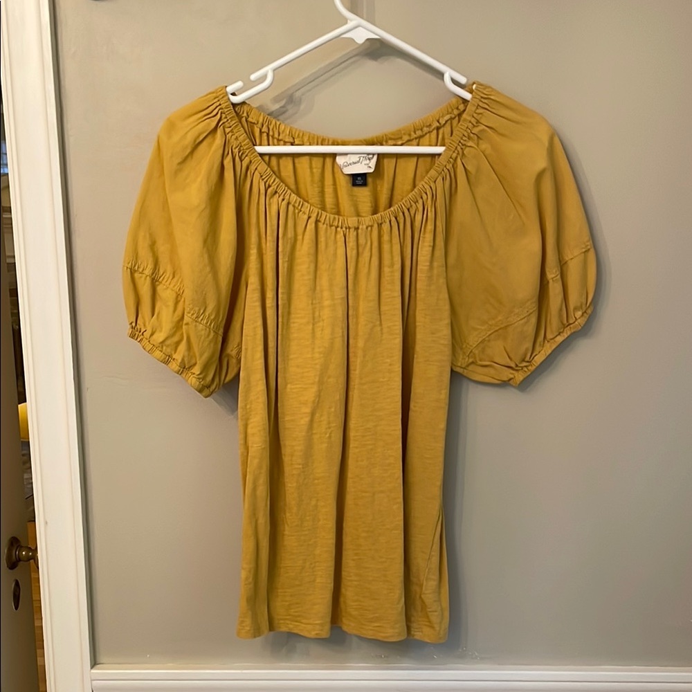 Universal Thread Yellow Puff Sleeve Smocked Blouse